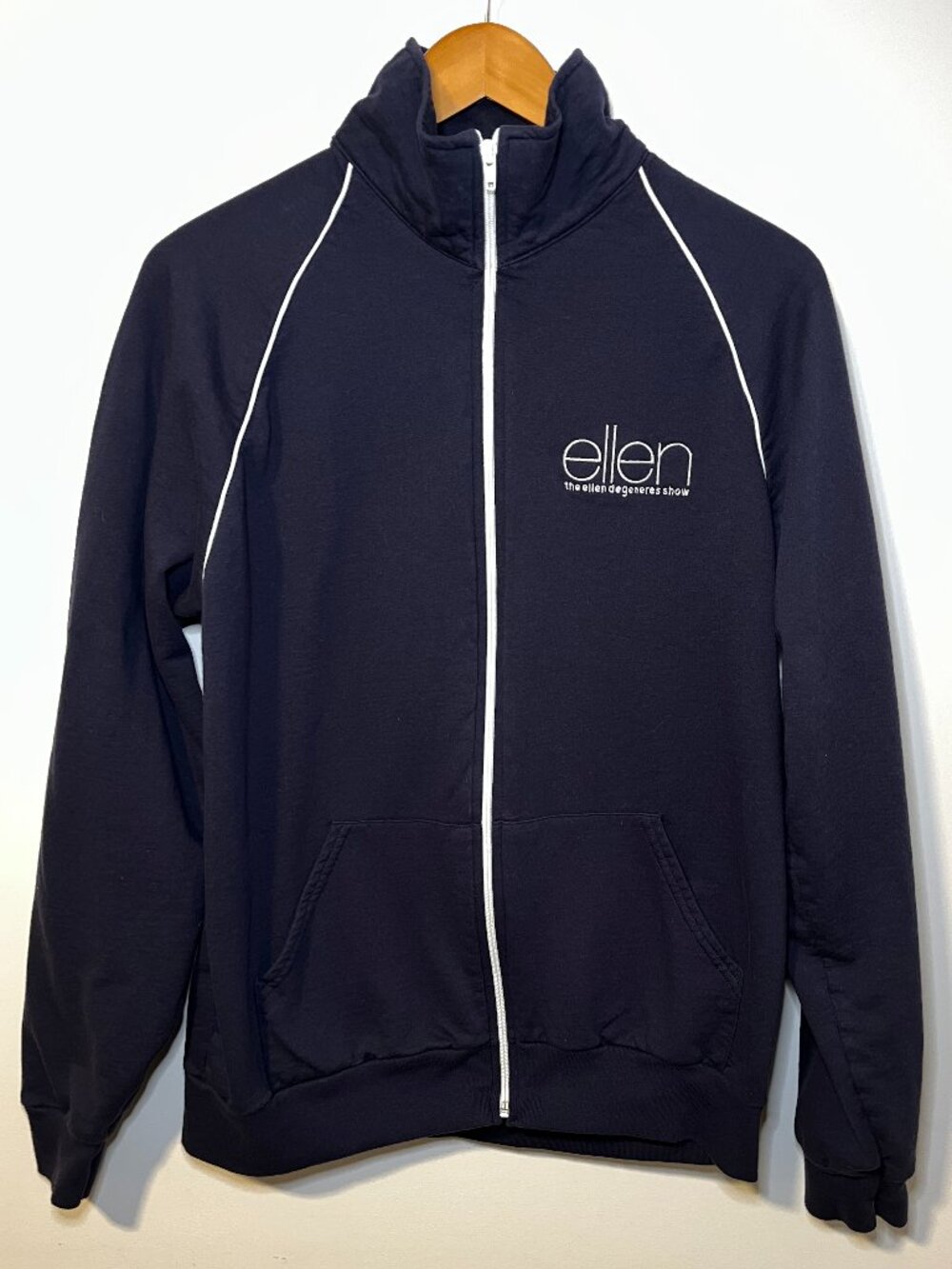 American Apparel Ellen DeGeneres Show Full Zip Sweatshirt Size L Navy USA Made